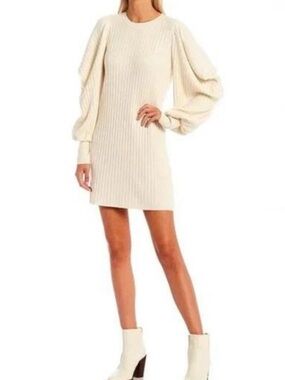 Ted Baker ribbed knit willowaa dress puffed long sleeves